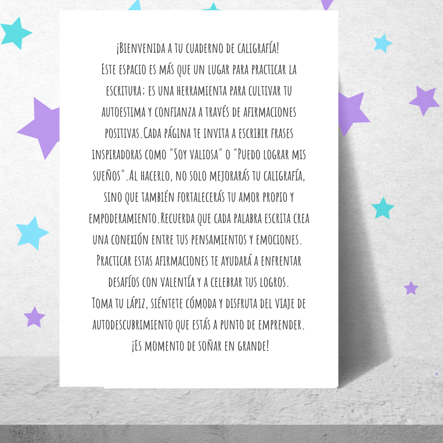 Escribiendo mi poder: Cuaderno de caligrafía estilo lettering de afirmaciones positivas para niñas y adolescentes